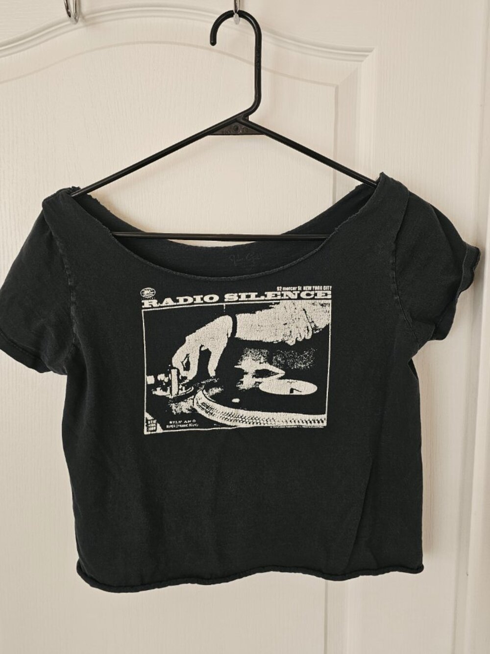 John Galt / Brandy Melville "Radio Silence" DIY Off-The-Shoulder Cropped Top